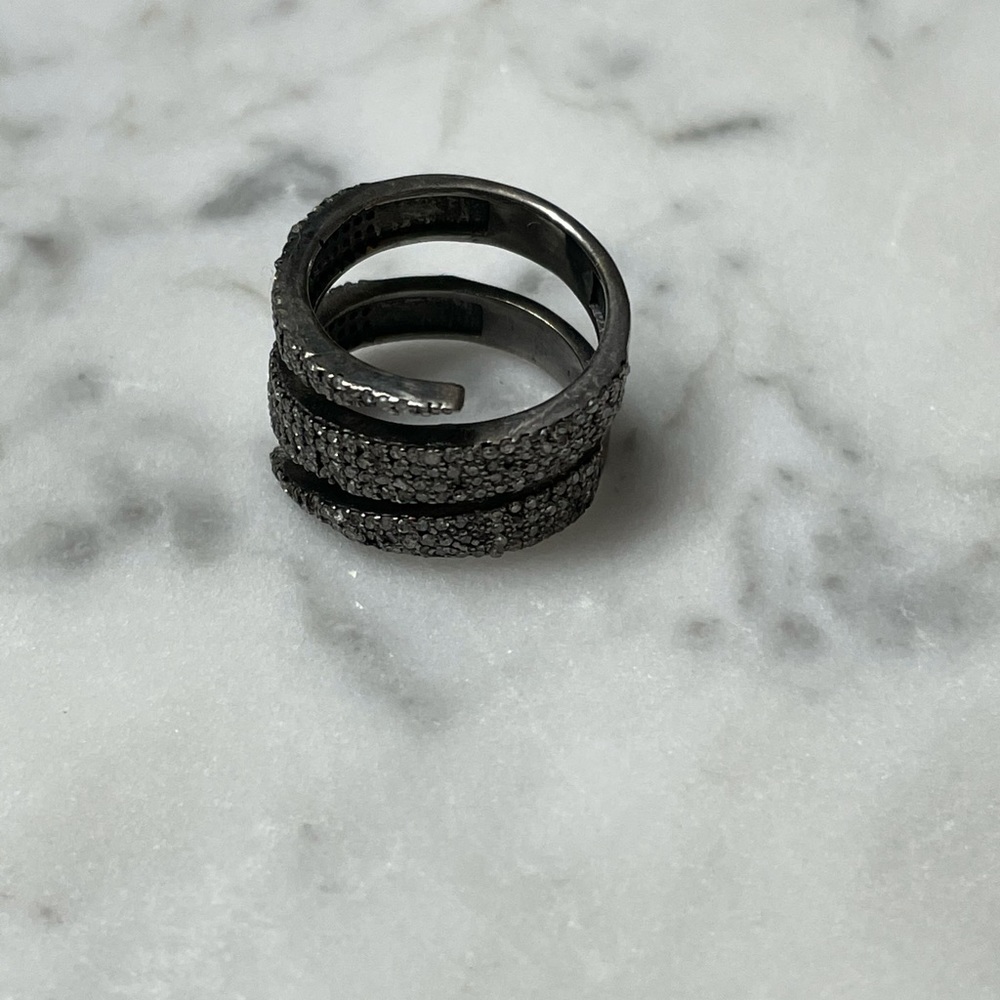 Diamonds and sterling silver ring